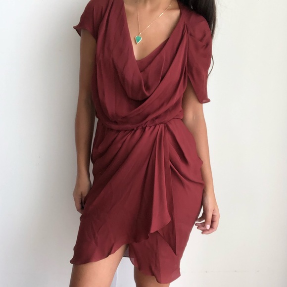 Haute Hippie Dresses & Skirts - NWT Haute Hippie Silk Asymmetrical Rust Cowl Dress